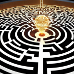 **A digital labyrinth with paths labeled "Facts," "Opinions," and "Fake News," illuminated by a critical eye acting as a guiding light. In the style of a detailed infographic, emphasizing the importance of ethical navigation.**