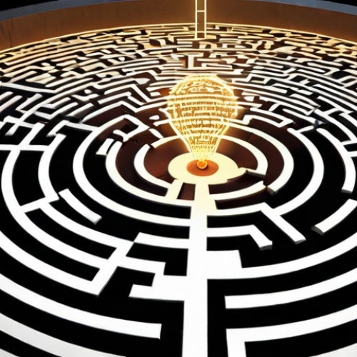 Home 6 **A digital labyrinth with paths labeled "Facts," "Opinions," and "Fake News," illuminated by a critical eye acting as a guiding light. In the style of a detailed infographic, emphasizing the importance of ethical navigation.**