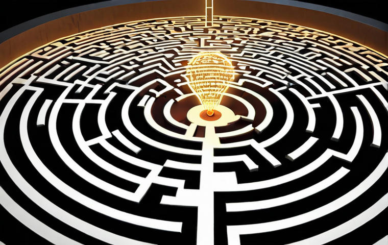 **A digital labyrinth with paths labeled "Facts," "Opinions," and "Fake News," illuminated by a critical eye acting as a guiding light. In the style of a detailed infographic, emphasizing the importance of ethical navigation.**